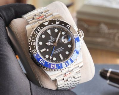 ROLEX GMT  904L Steel 2836 Movement Black Watch